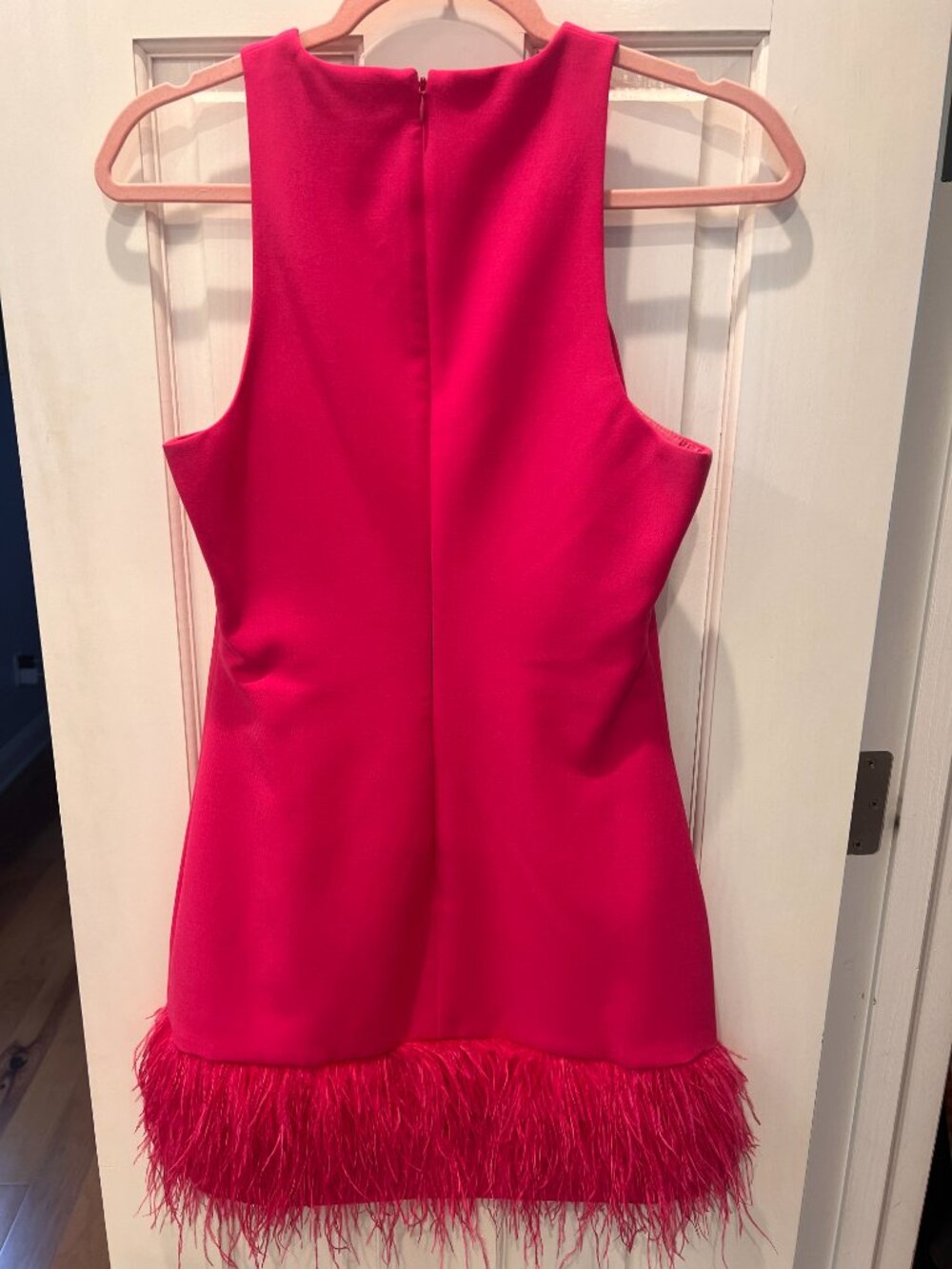 Likely fuschia feather trimmed mini dress size 4 - Picture 3 of 3